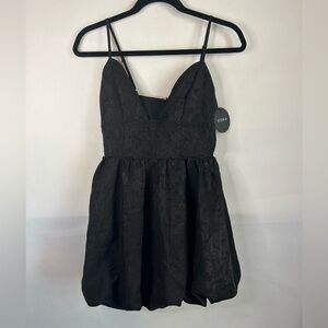 STORIA Little Black Dress Small NEW Paisley Shimmer V Neck Fit Flare Skater